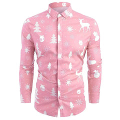 Christmas Theme Men's Christmas Trees Printed Shirts Snowflake Grad Shirts