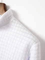 2025 Spring and Autumn New Men's Plaid Turtleneck Zipper Long Sleeve Polo Shirt  Casual