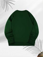 Men's autumn and winter fashionable casual loose fashion letter pattern printed pullover long sleeved warm round neck sweatshirt