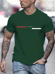 Summer men's 100% pure cotton casual loose freedom letter printed sports comfortable round neck short sleeved T-shirt top