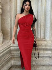 Women Maxi Dresses Sexy Split Black Sleeveless Backless Slim Dress Summer Female Fashion Off Shoulder Club Elegant Party Dresses