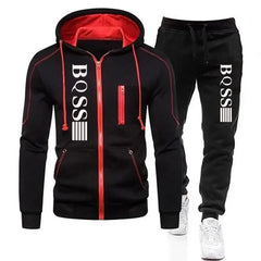 Autumn and winter men's new zipper cardigan + sweatpants set outdoor fashion leisure jogging fitness 2-piece set