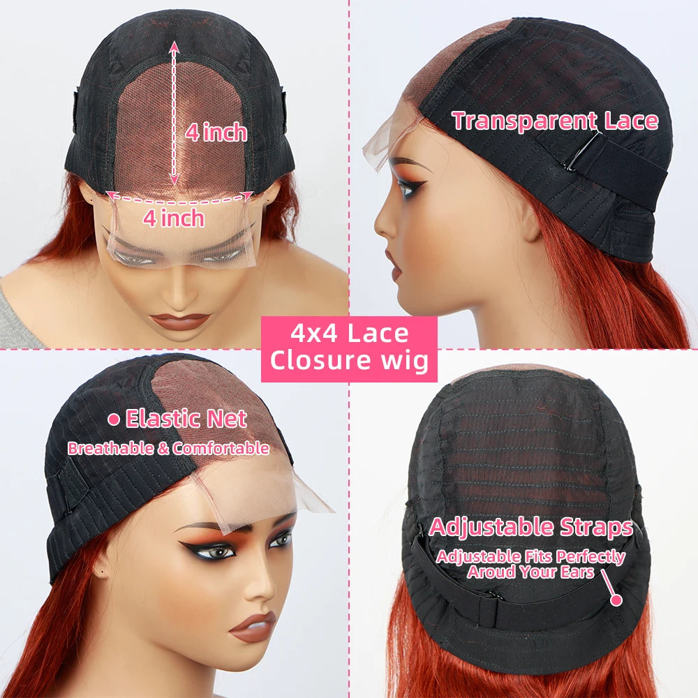 Ginger Orange BOB Wig Human Hair 350 Bod4Lace Human Hair Wig