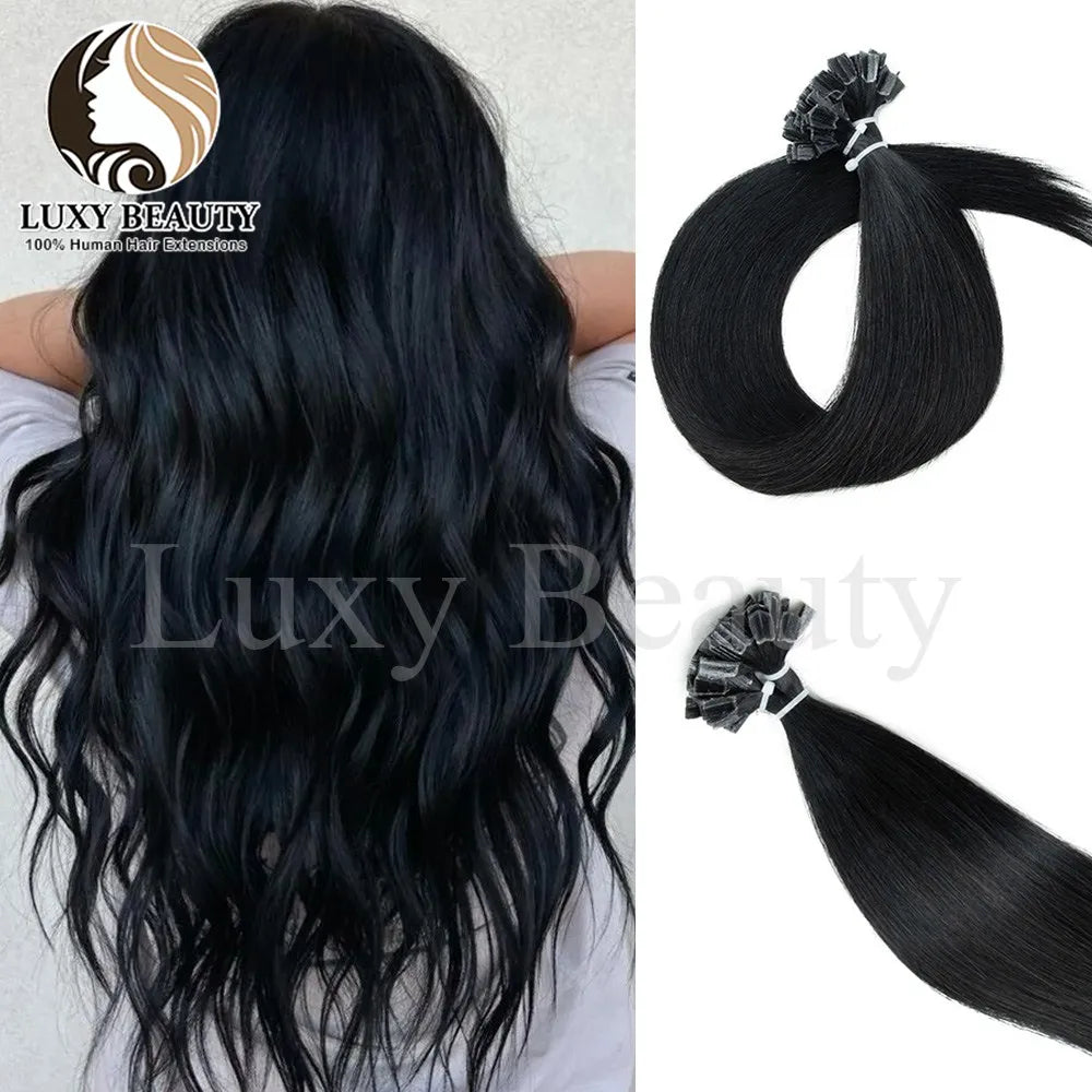 K Tip Nail Tip Hair Extensions Human Hair Keratin Tip Hot Fusion Human Hair Extensions Black Brown Brown Pre Bonded Hair 50pcs