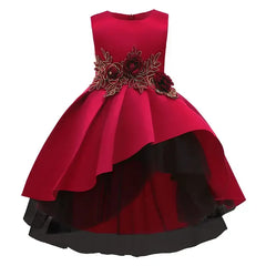 Fashion Solid Flower Girl Dresses for Weddings Lace Sleeveless Prom Dresses Summer Children Girls Party Dresses 3-10 Years