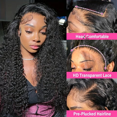 13x4 Burmese Curly Deep Wave Curly Human Hair Wig Glueless Wet and Wavy Lace Front Human Hair Wigs For Woman on Clearance Sale