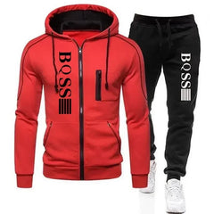 Autumn and winter men's new zipper cardigan + sweatpants set outdoor fashion leisure jogging fitness 2-piece set