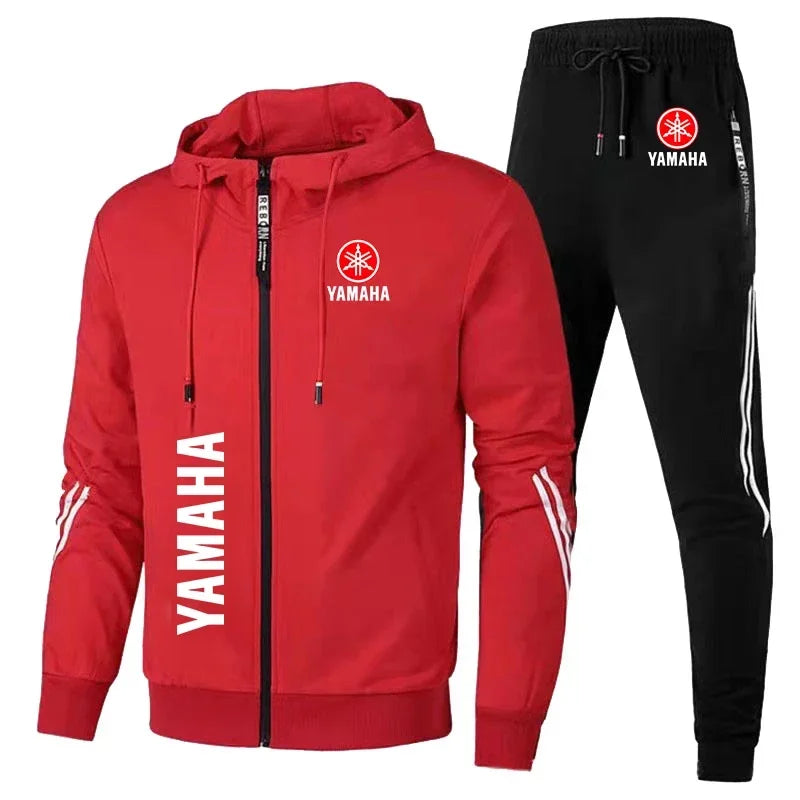 Men's Yamaha logo printed sportswear warm sportswear set, men's autumn and winter jacket Yamaha men's clothing