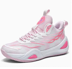 Mesh breathable polyester fiber material soft sole contrasting color men's high top basketball shoes