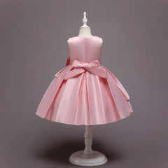 Summer Kids Dress For Girls Wedding Party Lace Bowknot Princess Dress For Children Elegant Pageant Birthday Formal Vestidos