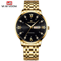 Top Brand Men Watch Stainless Steel Top Quailty Luxury Push Button Hidden Clasp Waterproof Luminous Date Week Sport Wrist Watch