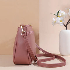 PU Leather Crossbody Bags Zipper New Fashion Shoulder Bag for Women Large Capacity Embroidery Thread Small Purse