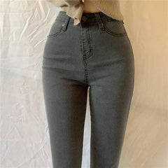 High Waist plus Size Denim Jeans Women's Tight Fit Butt Enhancing Pencil Pants New Arrival Light Blue Casual Long Trousers