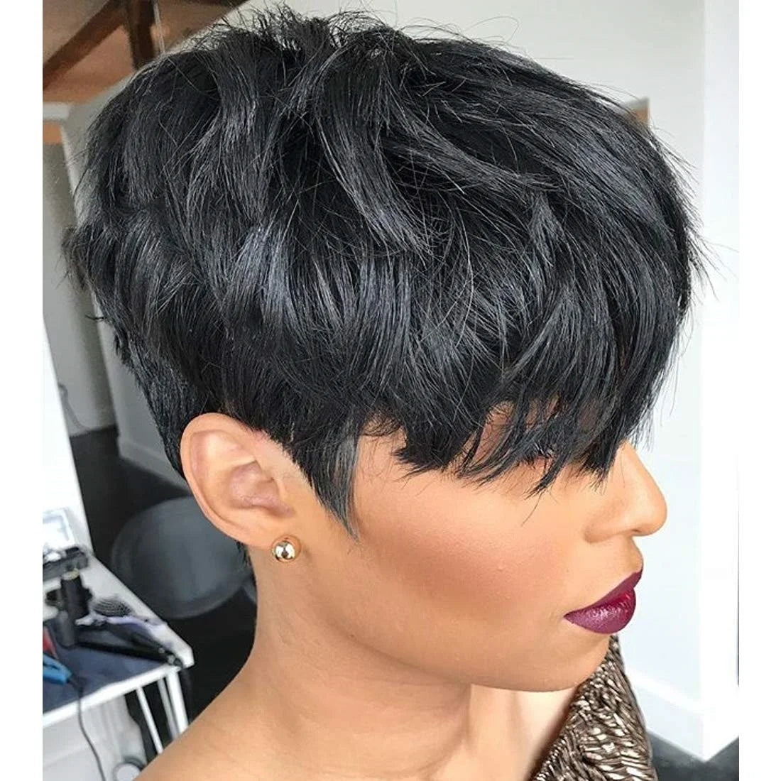 Human Hair Short Curly Wigs for Women Pixie Cut Wig Machine Made Human Hair Short Wigs Natural Hair Short Curly Wigs