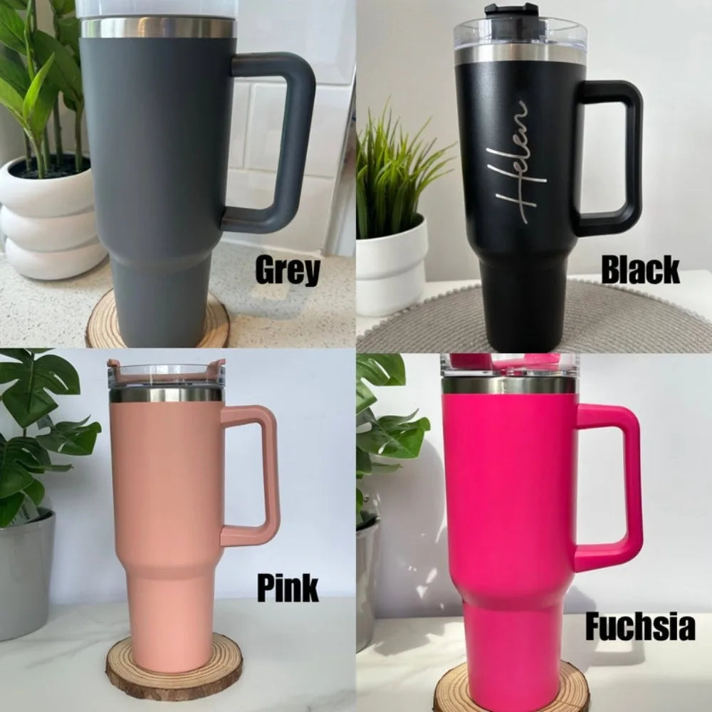  Custom Name Bingba Cup Car 40oz Large Capacity Portable Handle Cup 304 Stainless Steel Insulation Cup Coffee Insulation Cup