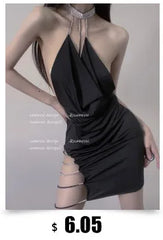 2023 Summer Women's Sexy Temperament ceremonial dress Wrapped Chest backless High Split Velvet Wrapped Hip Red Long