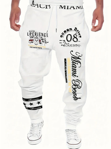 Fashionable Summer Men's Personalized Letter Graffiti Printed Comfortable Breathable Outside Street Style