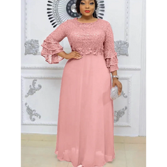 Elegant Dresses Women Luxury Sequin Chiffon Long Dress African Dashiki Outfits Party Prom Birthday Gowns Female Clothing