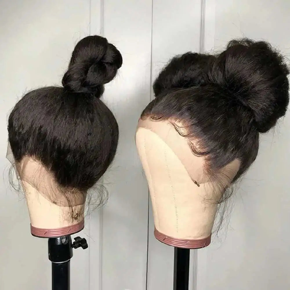 Invisible Strap 360 Full Hd Lace Glueless Wig Kinky Straight Human Hair Wig Lace Front Wig Drawstring 360 Frontal Wig 30 Inch