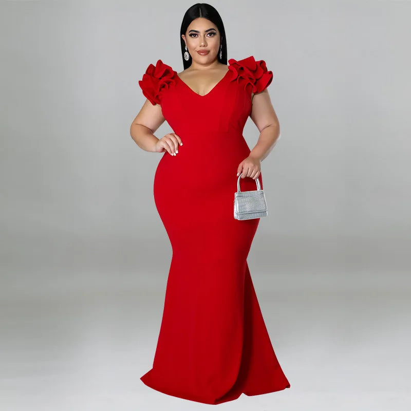 Ruffle Sleeve Elegant Guest Dresses For Women Wedding Party Dresse
