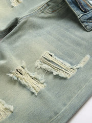 American Fashion Street Style Ripped Skinny Jeans  Street Riding Stretch Slim Fit Straight Pants Patchwork  Denim Trousers Male