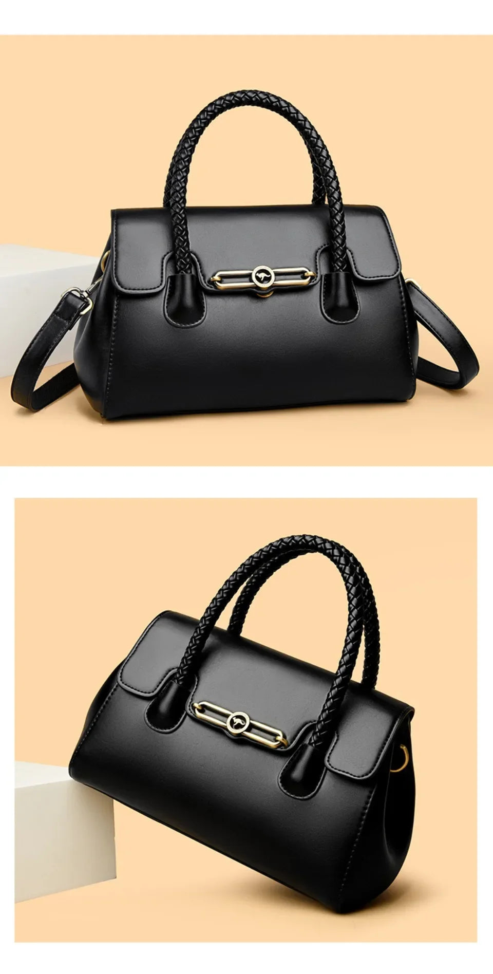 Retro High Quality Oil Leather Women Top-handle Shoulde Bags Vintage Casual Totes Trendy Lock Designer Handbag Small