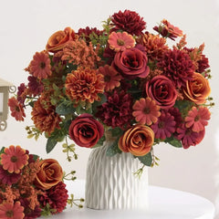 30cm Artificial Autumn Rose Flowers Wedding Christmas Vase Home Living Room DIY Fake Bouquet Decoration