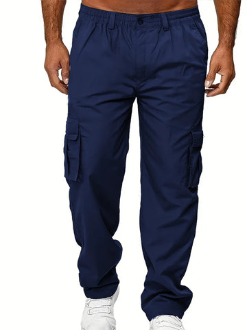 Men's Cargo Pants Sweatpants Outdoor Loose Straight Long Trousers Summer Casual Multi-Pocket Durable Workwear Male Trousers