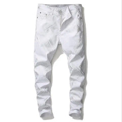 2021 Men's  Fashion High Quality Printed Jeans Men Hip Hop Streetwear Cotton Denim Pants Slim Fit Male Casual
