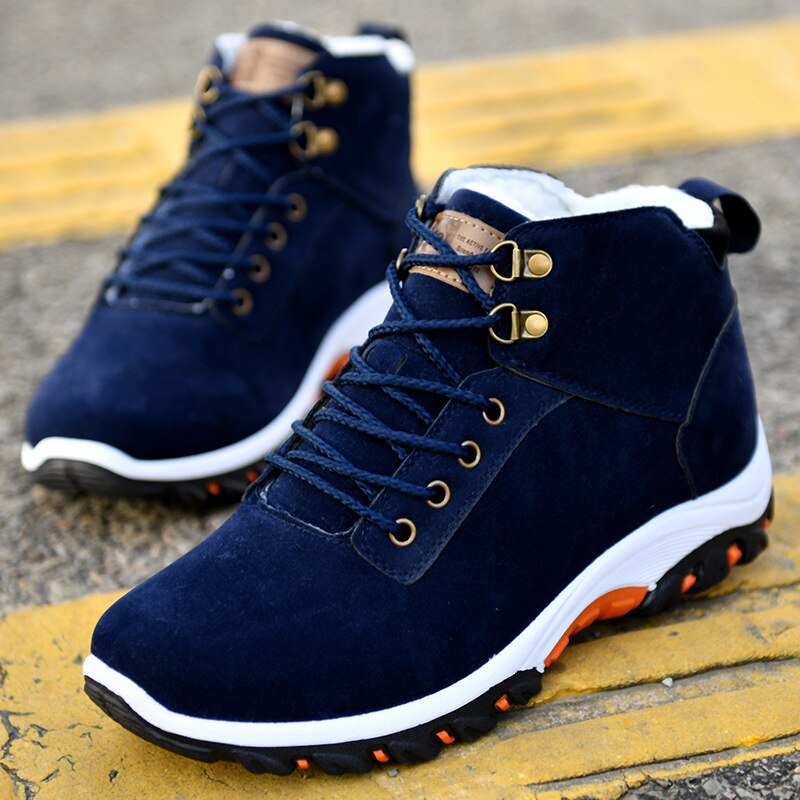 Winter Men Sneakers Waterproof Ankle Boots Warm Plush Hiking Footwear Non-slip Unisex Tooling Shoes Platform Winter Cotton Shoes