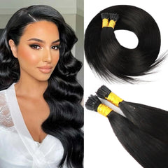 Kinky Straight I Tip Hair Extensions Brazilian Hair Pre Bonded Keratin Stick In Straight I Tip Hair Extensions 50 Strands/Pack