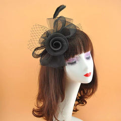 Vintage Bridal Gauze Veil Bow Feather Mesh Mask Hair Accessories Wedding Party Korea Japan Black White