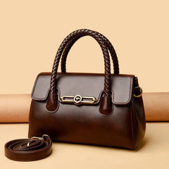 Retro High Quality Oil Leather Women Top-handle Shoulde Bags Vintage Casual Totes Trendy Lock Designer Handbag Small