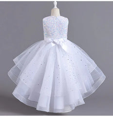 Flower Girl Dresses for Wedding White Champagne Red Pink Child Gala Evening Formal Luxury Birthday Puffy Irregular Elegant Dress