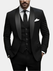 Jacket Vest Pants Solid Color Men's Formal Business Office Suit Groom Wedding Dress Party Blazer Waistcoat Trousers Tuxedo