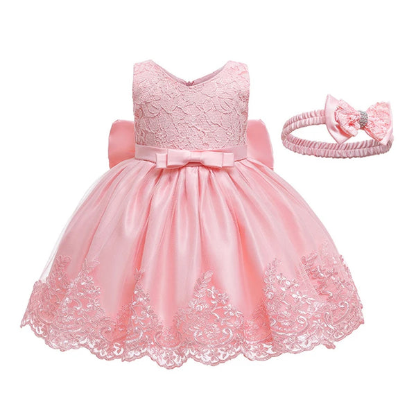 3-12 Years Summer Cute GIrls Dress Big Bow Lace Mesh Party Princess Dress For Girls Children
