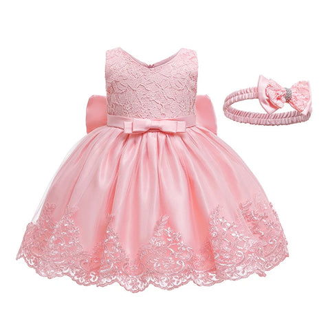 3-12 Years Summer Cute GIrls Dress Big Bow Lace Mesh Party Princess Dress For Girls Children
