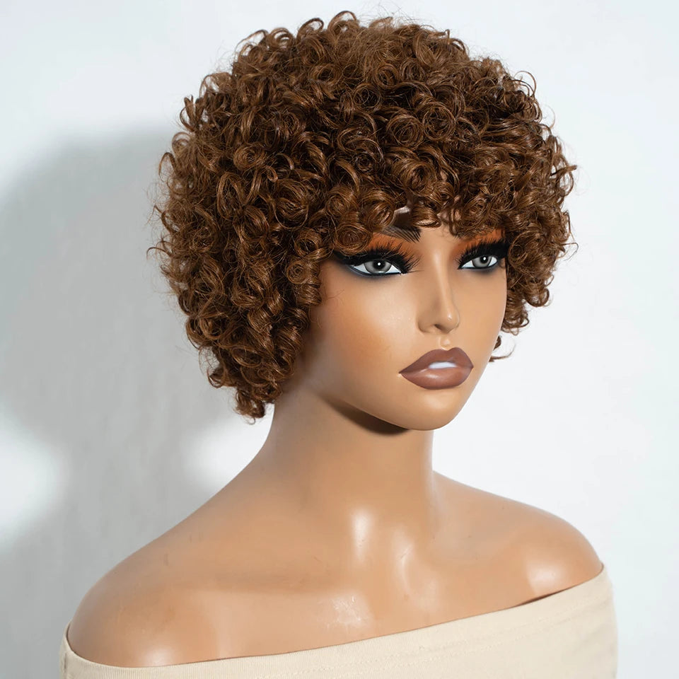 Lekker Colored Short Pixie Cut Curly Bob 100% Human Hair Wigs For Women Brazilian  remy Wigs