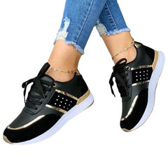 New Women Sneakers Platform Shoes Leather Patchwork Casual Sport Shoes Ladies