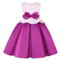 Summer children's dress Bow Princess Cute dress Flower child wedding host show evening dress