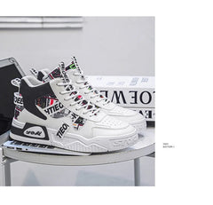 Men's High Top Sneakers Fashion Leather Casual Ankle Boots  for Men Lace Up