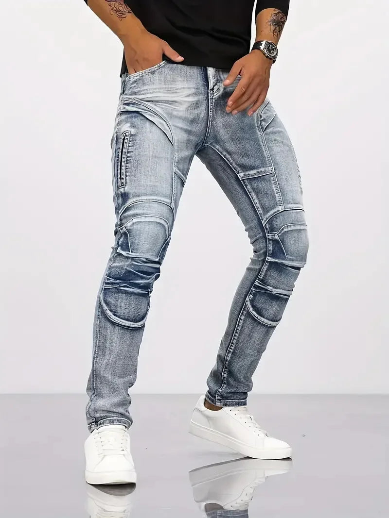 Trendy Jeans Men's Small Straight Leg Denim Design Pants New Slim  High Quality