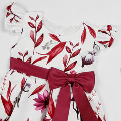 Foreign Trade Hot New Small Flying Sleeve Girl Dress Bow Print Princess Birthday Party Clothing