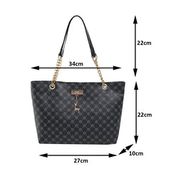 Women Luxury Design New Presbyopic Handbag Large Capacity Handbag Fashion Printing Shoulder Bag Trendy Shopping Bag with pendant