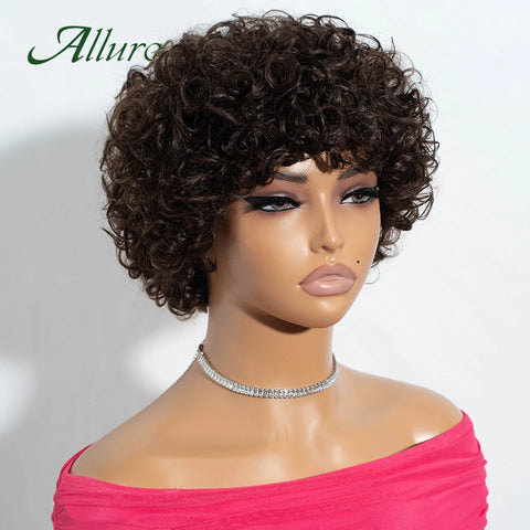Brazilian Short Pixie Afro Kinky Curly Wigs for Women Glueless