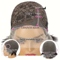 Elegant Curly Wave Pixie Cut 13x4x1 Lace Front Preplucked Remy Human Hair Wig for Women