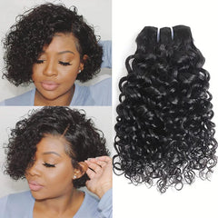 Short Kinky Curly Human Hair Bundles With Closure 100% Unprocessed Hair Weft Extensions Tissage Humain Hair Natural Remy Hair