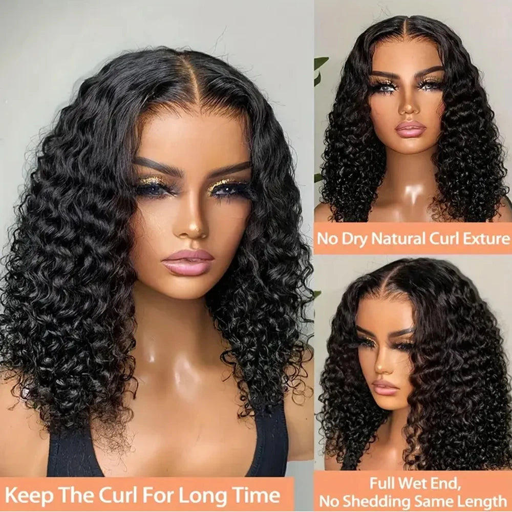 Jerry Curly Lace Front Short Bob Glueless Wigs Human Hair 4x4 Closure Wigs Pre Cut Lace Ready to Wear 13x4 Front Wigs For Women