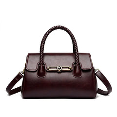Retro High Quality Oil Leather Women Top-handle Shoulde Bags Vintage Casual Totes Trendy Lock Designer Handbag Small