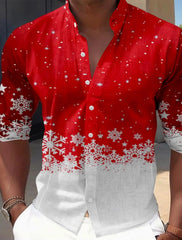Christmas Theme Men's Christmas Scene Printed Shirts Snowflake Graphics Casual   Long Sleeve shirts